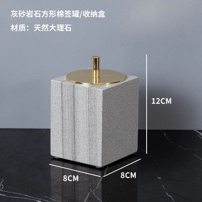 Nordic natural grey marble bathroom accessories Soap dispenser cotton swab jar tissue box soap dish tray bathroom decoration