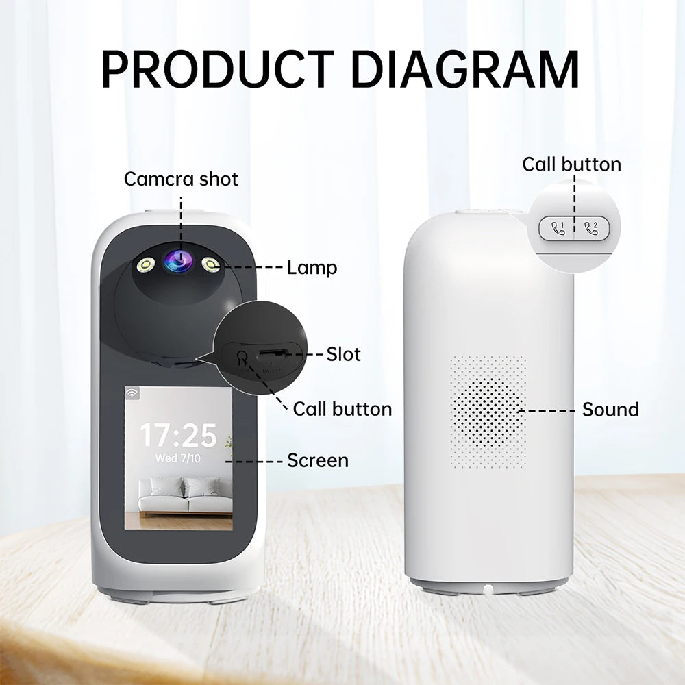 Jooan 2K 3MP PTZ ip Camera Video Call with 2.8Inch LED Screen Baby Cry Sound Detection Security camera AI tracking Baby Monitor