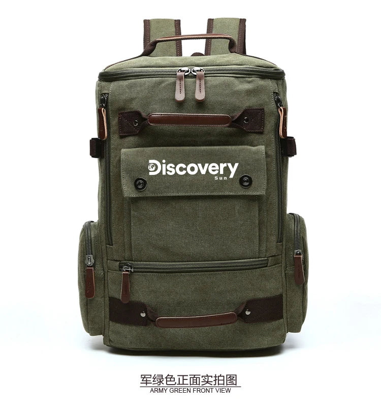 Mochila de lona multifuncional DISCOVERY-SUN, mochila informal para senderismo, mochila escolar para deportes al aire libre, mochila de viaje de gran capacidad.