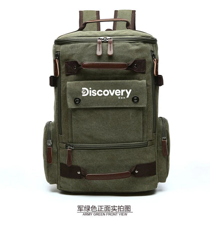 Mochila de lona multifuncional DISCOVERY-SUN, mochila informal para senderismo, mochila escolar para deportes al aire libre, mochila de viaje de gran capacidad.