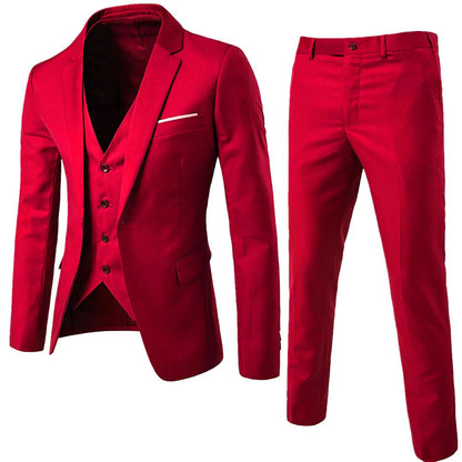 3pcs Suit Men Slim Formal Suit Solid Color Blazer Vest Pants Set 3 Piece Mens Suit Business Suit costume homme костюм мужской