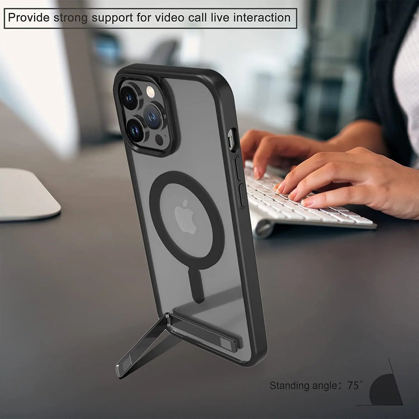 Funda magnética para teléfono móvil con soporte para iPhone 16, 14 Plus, 15, 13 Pro Max, 12 y 11, funda protectora para Apple con soporte