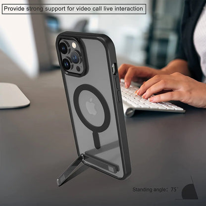 Funda magnética para teléfono móvil con soporte para iPhone 16, 14 Plus, 15, 13 Pro Max, 12 y 11, funda protectora para Apple con soporte