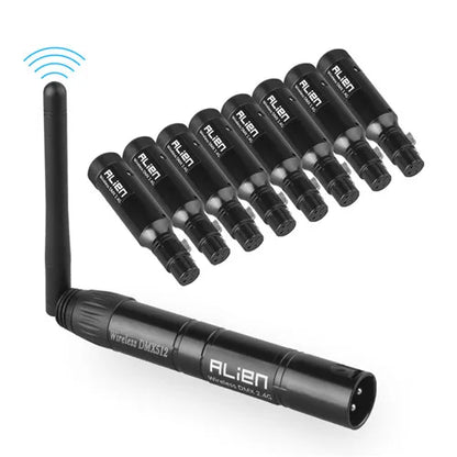 Alien recarregável 2.4g ism sem fio dmx 512 dfi controlador xlr receptor transmissor para discoteca dj festa bar dmx palco par luz