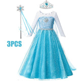 Fantasia da Anna para meninas, vestido de princesa para festa de aniversário, vestido de princesa para festa de carnaval, roupa infantil com estampa completa.