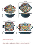 1Pcs Bohemia Retro Ceramic Dinner Plates Sets Food Plate Household Tableware Set Breakfast Plates Salad Soup Bowls Dinnerware