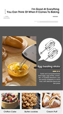 Household Electric Mixer Handheld Kitchen Food Mixer Multifunctional Adjustable 7-speed Egg Cream Dough Bread Mixer Grinder