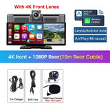 Srnubi 10.26" Dash Cam Rearview Carplay Android Auto 4K DVR Navigation Player Dual Lens Recorder Dashboard WIFI BT