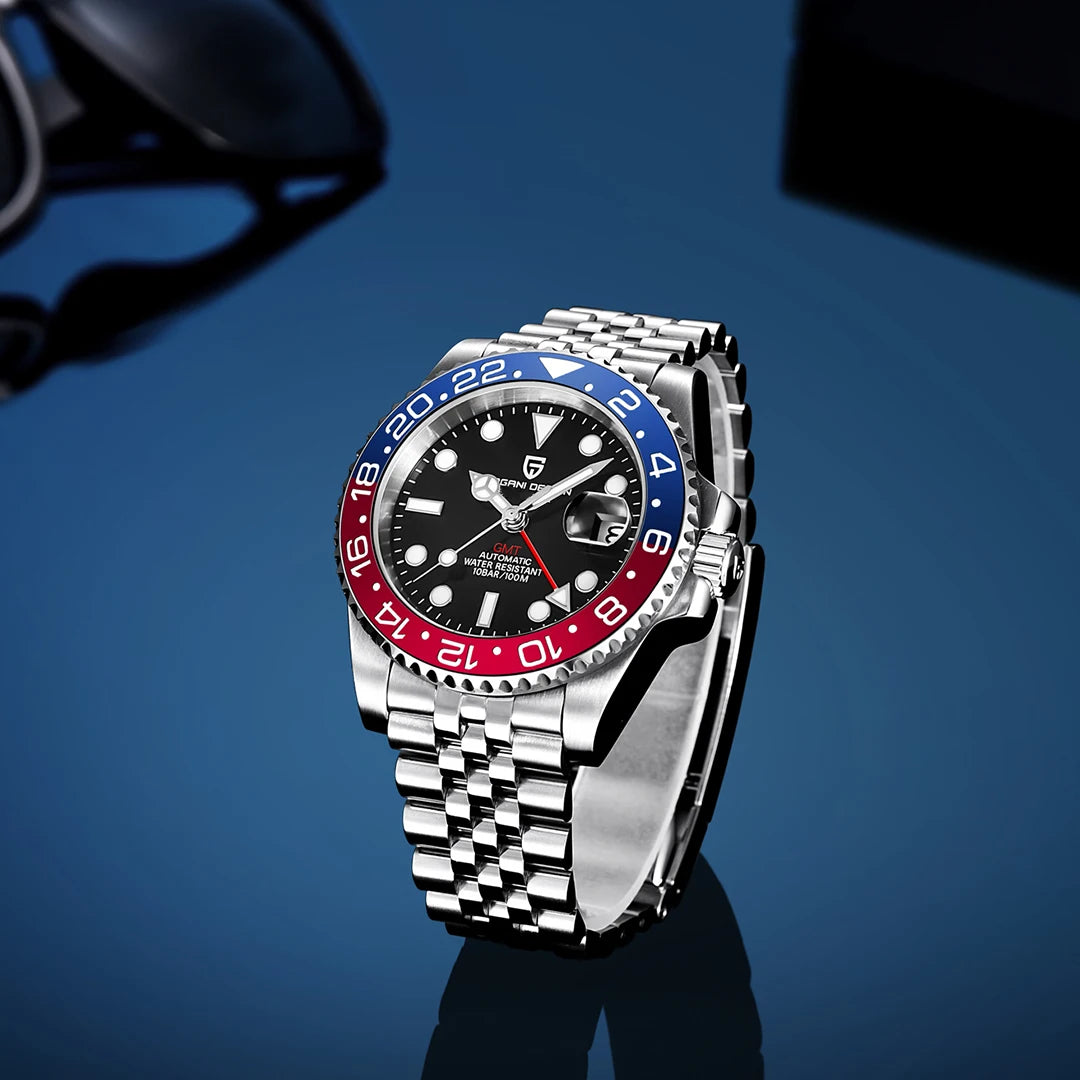 Relógio Masculino Mecânico de Luxo PAGANI DESIGN 2026 – Aço Inoxidável, Função GMT, Vidro de Safira – Marca de Alto Padrão