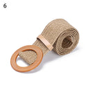1PC Women Fashion Casual Straw Belt Round Wooden Buckle Elastic Waist Chain Belly Necklace Body Jewelry Dress Shirt Accessories