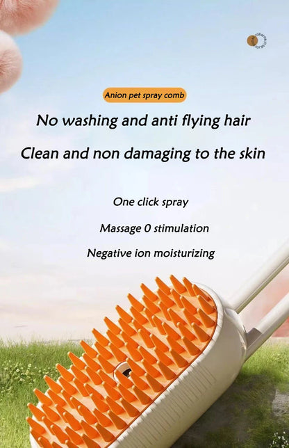 Cat Dog Pet Spray Massage Brush 3 in 1 One Button Steam Spray Folding Rotatable Floating Hair Bath Hair Removal Brush Comb