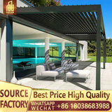 Sistema de toldo de techo de pérgola de vidrio retráctil de aluminio con apertura motorizada y cubierta eléctrica ajustable para terraza. Techo de pérgola para exteriores.