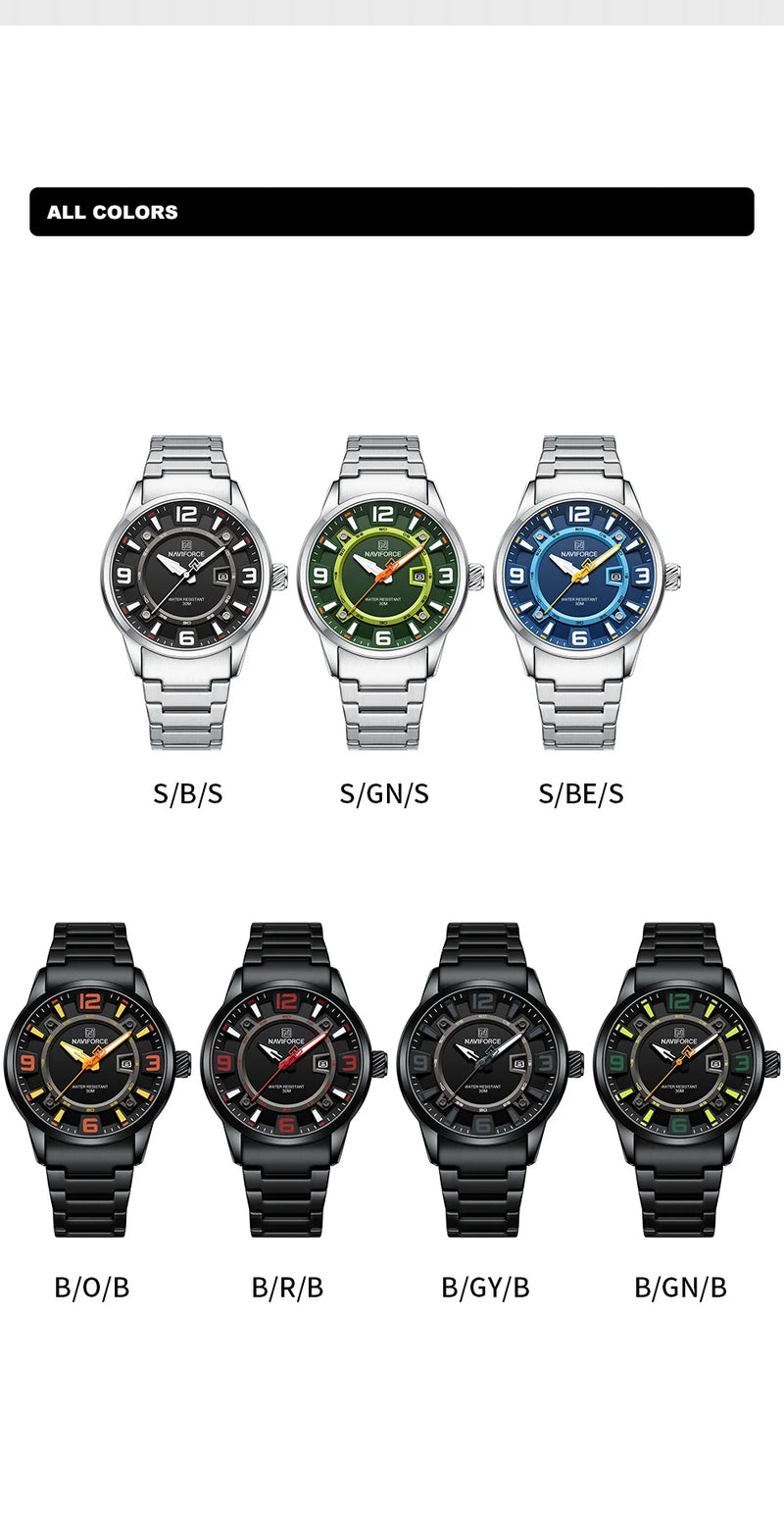 NAVIFORCE Brand Fashion Men Watch Waterproof Luxury Luminous Male Calendar Quartz Wristwatch Relogio Masculino 2024 New Arrival