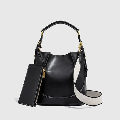 2024 New Large Capacity Women's Crossbody Bag With Wide Shoulder Strap Single Handbag Canva Bucket Bag Motorcycle Equipment Acce