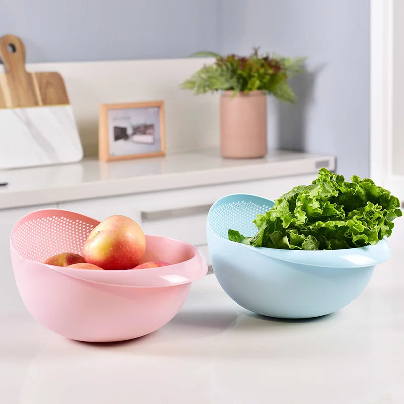 Rice Sieve Plastic Colander Kitchen Drain Basket with Handles Rice Bowl Strainer Basket Sink Drain Kitchen Tools