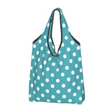 Custom Recycling Classic Black And White Polka Dot Shopping Bag Women Tote Bag Portable Grocery Shopper Bags