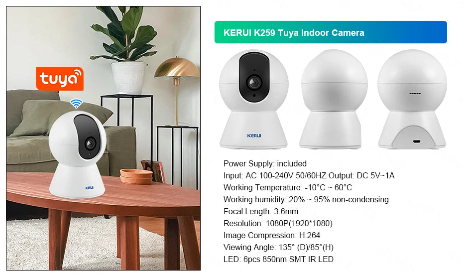 KERUI WIFI GSM Alarm System Kit W202 Home Security Protection Tuya Smart Support Alexa with Motion Detector Door Opening Sensor