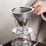 Stainless Steel Coffee Filter 800 Mesh Coffee Dripper with Holder Coffees Drip Mesh Kitchen Coffee Strainer Coffee Accessories