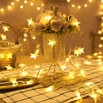 Guirnalda de luces LED para exteriores, cadena de luces con forma de estrella, luces de hadas, luces para fiestas, hogar, boda, jardín, decoración navideña