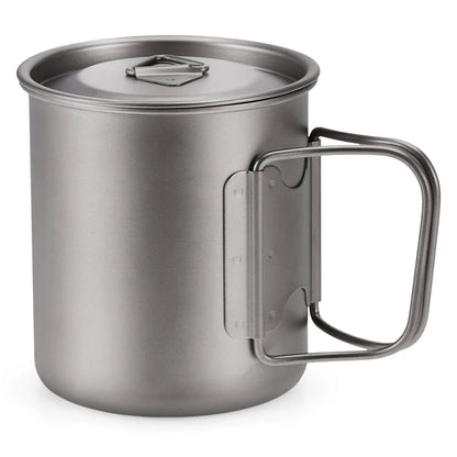 Taza de agua ultraligera de titanio Lixada con asa plegable, portátil para exteriores, camping, picnic, 300 ml/350 ml/550 ml/650 ml