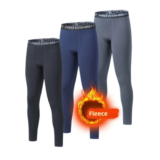 Winter Men's Thermal Underwear Fleece Leggings Tights Warm Long Pants Thermo Compression Pants Bottoms Tights Men's Clothing 3XL