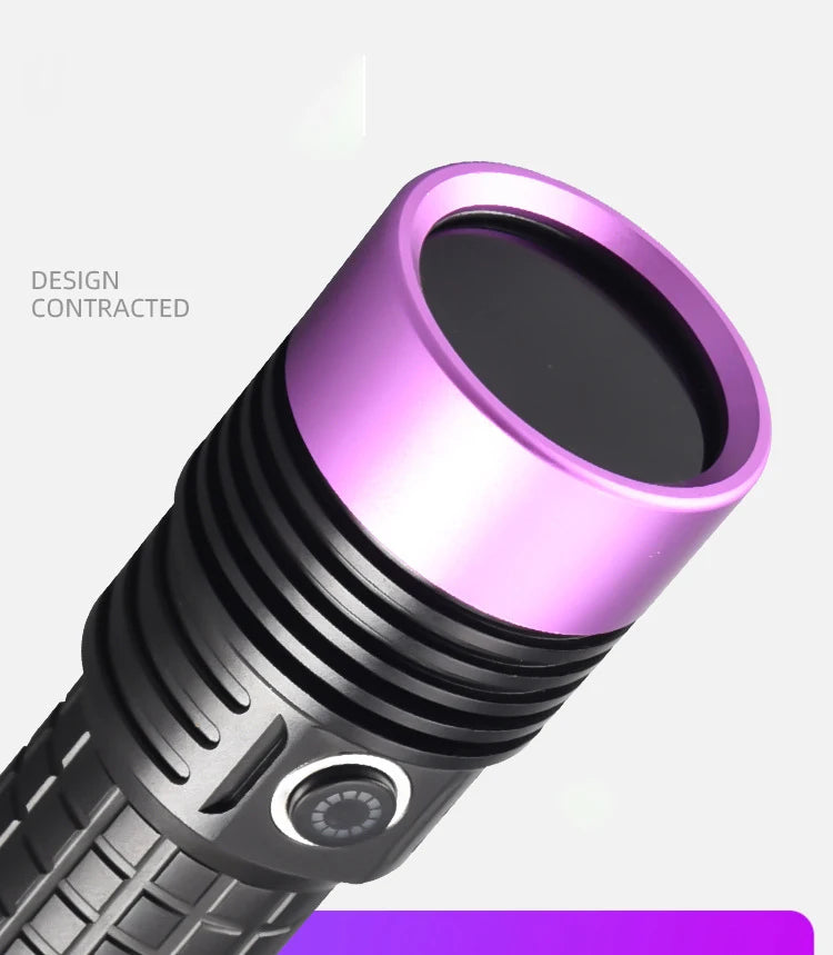 60W 365NM UV Flashlight High Power Type-c Rechargeable Portable Waterproof 26650 Uv Torch linterna ultravioleta