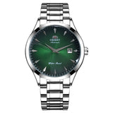 Orient Automatic Men's Watch, Black Dial Stainless Steel Band, Water Resistant Classic Business Wristwatch with Date Display