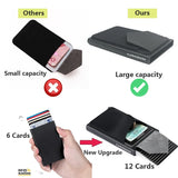 Automatic Flip Card Side Push Card Holder Sleeve Large Capacity 12 Cards Slot Metal Cards Box Men Credit Card Anti-theft Wallets