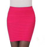 Summer Women's High Waist Skirt Solid Color Elastic Pleated Skirt For Office Lady Draped Slim Mini Skirt Sexy Lady Pencil Skirts