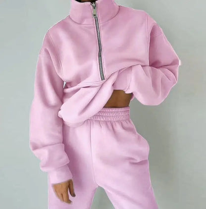 2 Piece Sets Women Outfit 2026 Autumn and Winter New Fashion Casual Daily Solid Color Sweater Brushed Sports Street Set