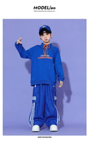 Boys Hip Hop Pullover Street Dance Cargo Pants Girls High Collar Sweatshirt Outfits Kids Jazz Sport Clothes Set Child Streetwear