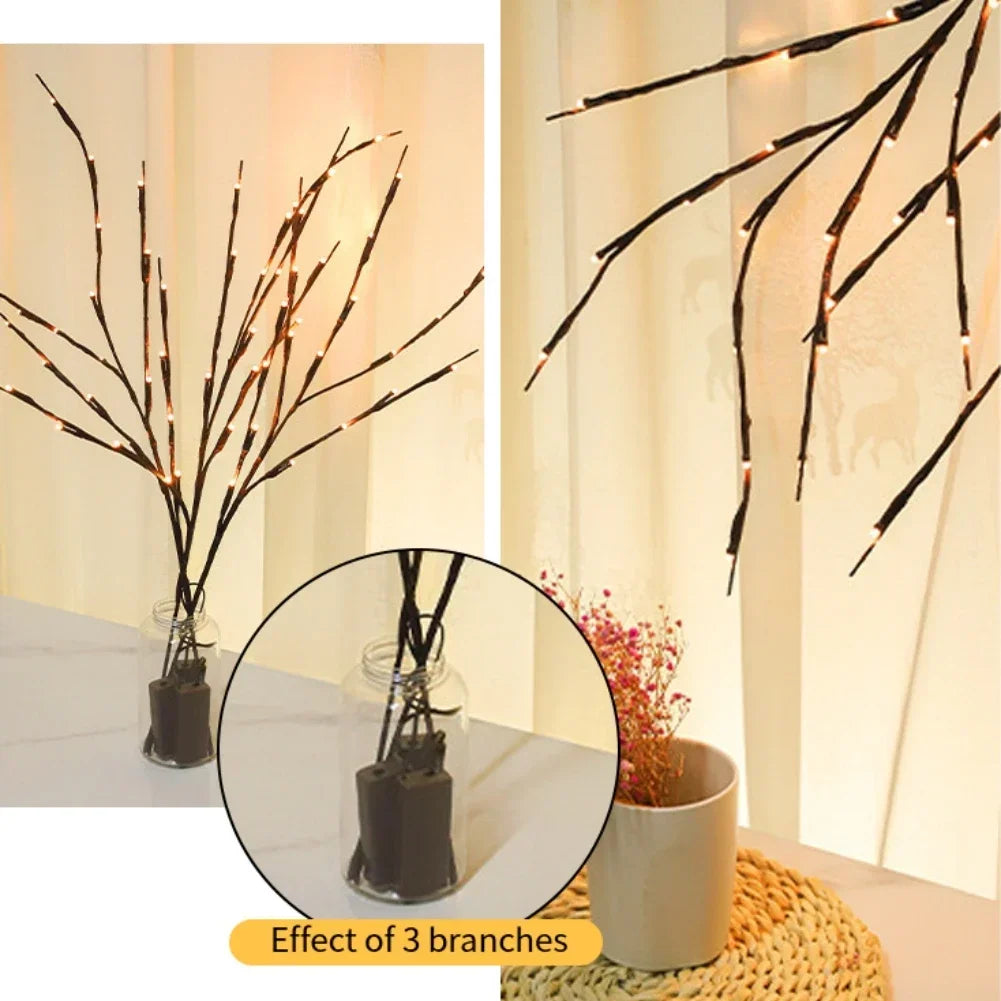 LED Artificial Twig Branch Light Battery Operated 20LED Decorative Lamp for Christmas Party Holiday Indoor Table Vase Decoration