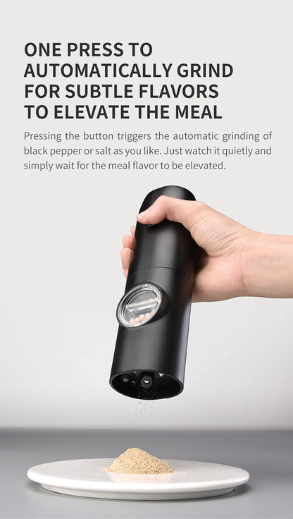 Molinillo de pimienta eléctrico recargable, molinillos de sal y pimienta con luz LED, molinillos de grosor ajustable, carga USB, molinillo de especias
