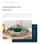 1Pcs Bohemia Retro Ceramic Dinner Plates Sets Food Plate Household Tableware Set Breakfast Plates Salad Soup Bowls Dinnerware