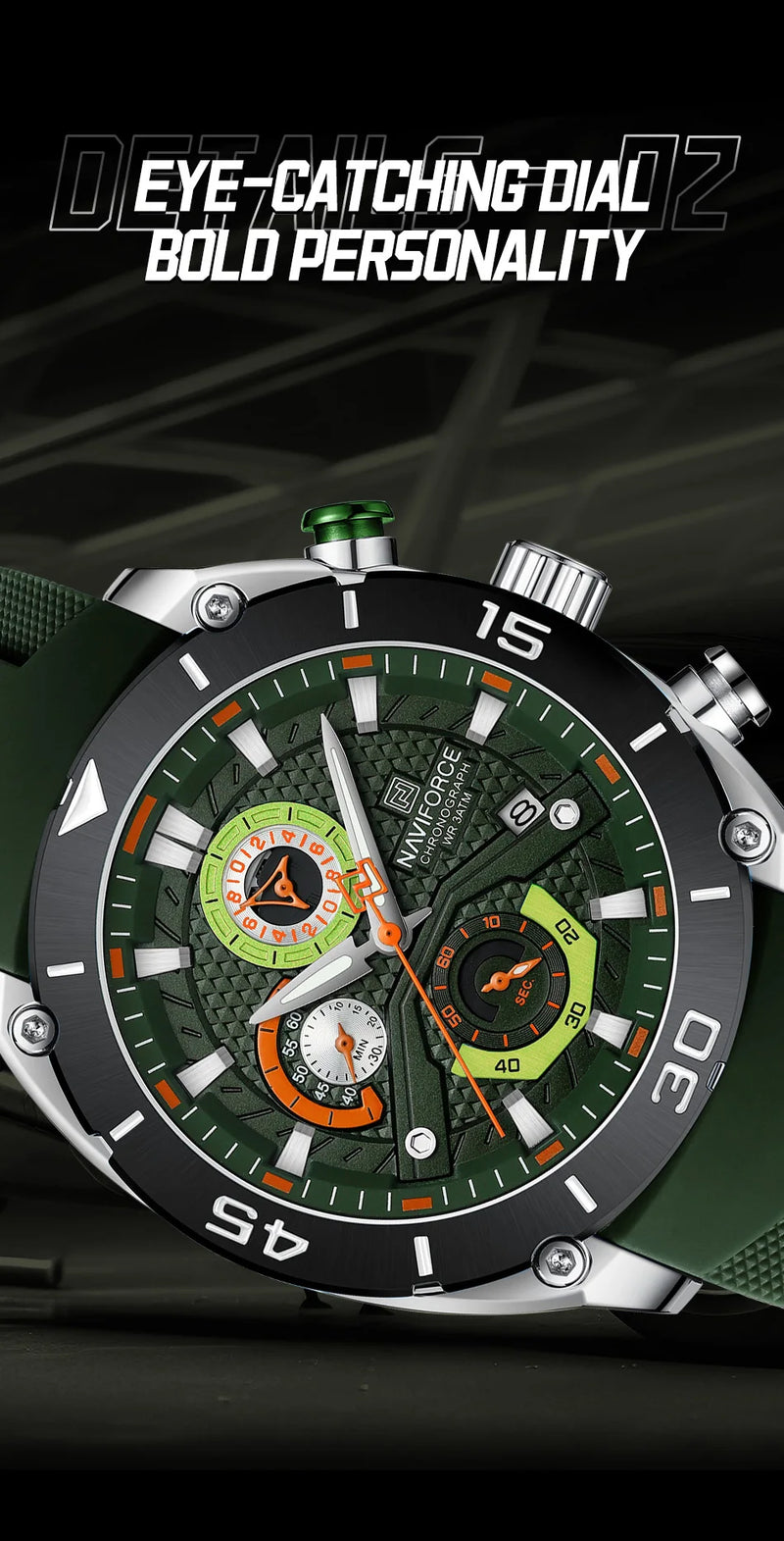 NAVIFORCE Sport Watch for Men Waterproof Quartz Wristwatch Chronograph Military Clock With Luminous Reloj Hombre Male Gift 2024