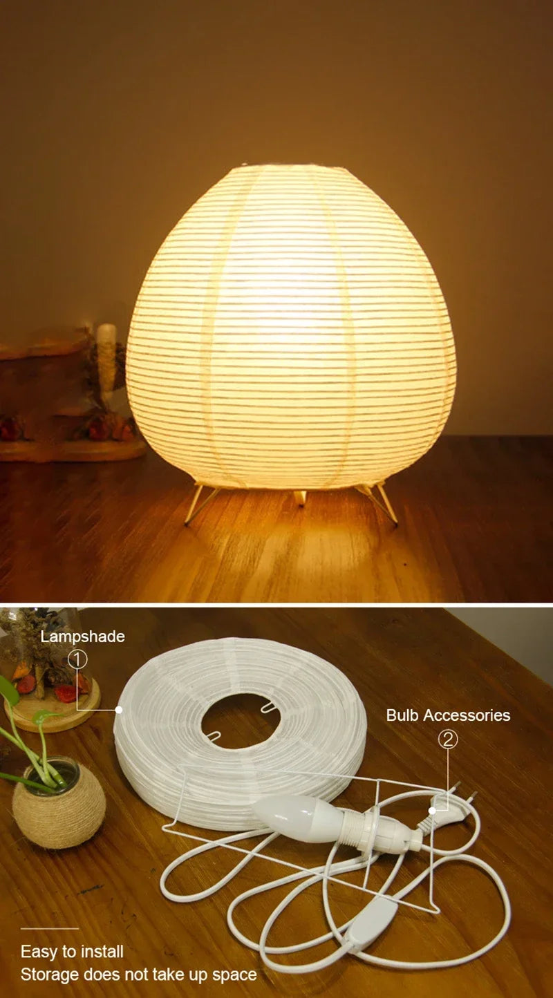 Japanese Lantern Led Table Lamp Living Room Bedroom Bedside Rice Paper Lights Study Homestay Art Creative Decor Table Lights