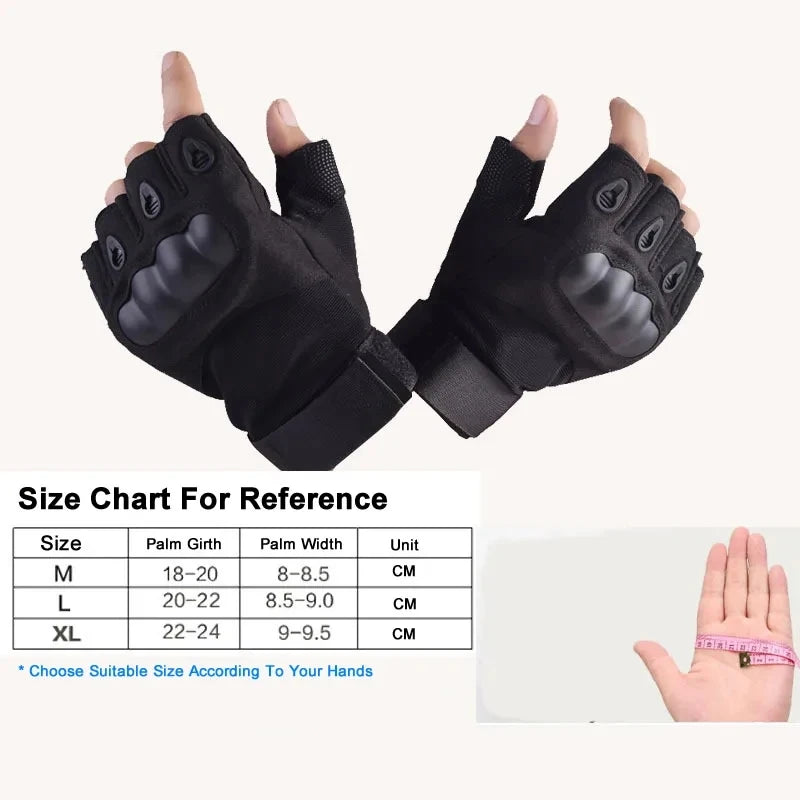 Tactical Half-Finger Gloves Knuckle-Enhanced Combat Gloves Outdoor Sports Hiking Shooting Riding Hand Protection for Work Safety