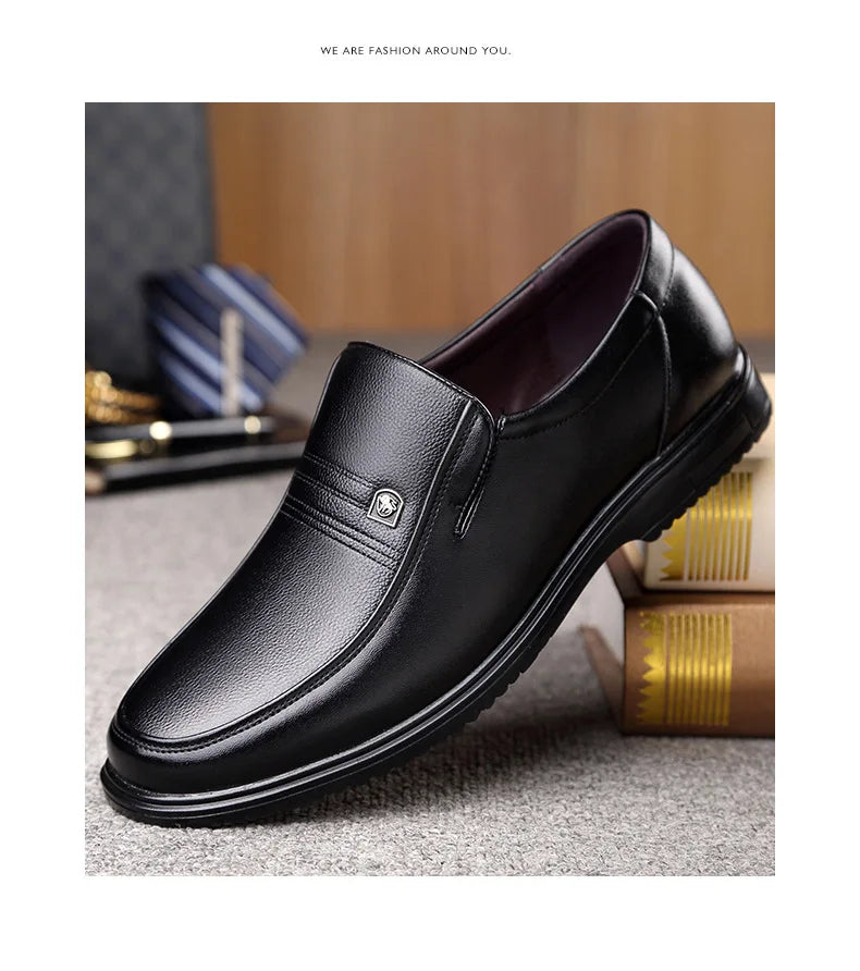 Leather Men Formal Shoes Luxury Brand 2025 Men's Loafers Dress Moccasins Breathable Slip-on Black Driving Shoes Plus Size 38-46