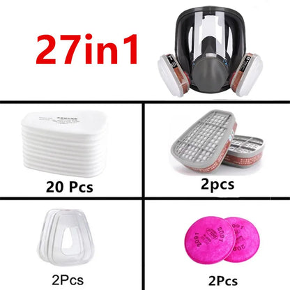 27 In 1 6800 Industrial Painting Spraying Respirator Gas Mask 2 In 1 Suit Safety Work Filter Dust Full Face Mask Replace MMM