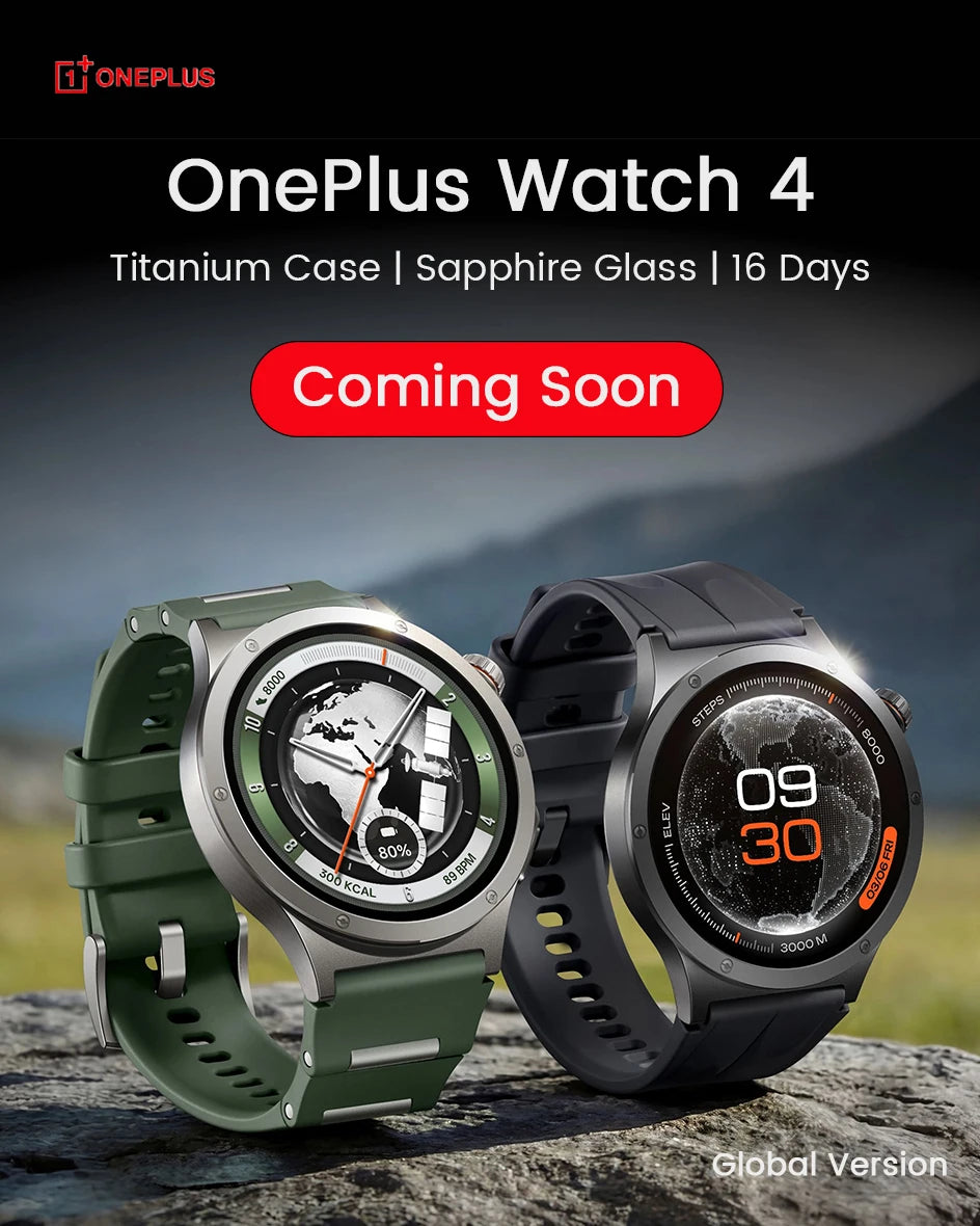 Smartwatch OnePlus Watch 4 – Tela LTPO AMOLED, GPS Dual, Resistência Militar e Bateria de Longa Duração