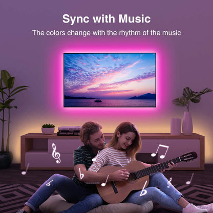 Tira de luces LED RGB con control remoto, lámpara de cinta flexible, sincronización de música, USB, 5 V, para sala de estar, fiesta, TV, mesa, decoración de dormitorio 