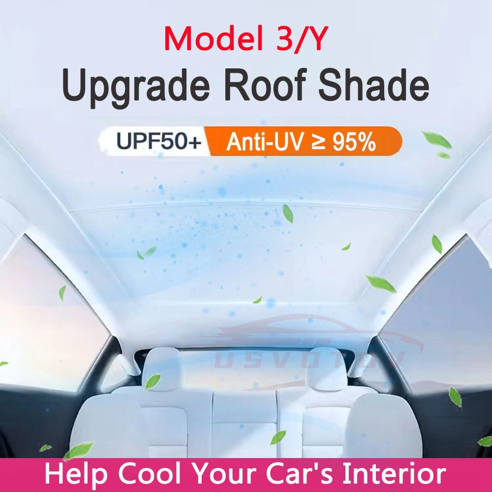 Parasol mejorado para Tesla Model Y 3 Highland, parasol anti-UV, visera protectora de techo, hebilla de tela para hielo, cubierta de refrigerador para tragaluz de vidrio