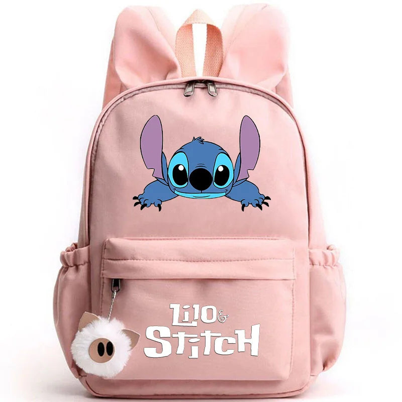 Mochila Disney Lilo Stitch para niñas, niños y adolescentes, informal, escolar, de viaje, con orejas de conejo