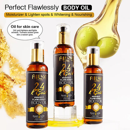 AILKE 24K Glod Flawlessly Skin Care Set, Whitening, Reduce Dark Spots, Pigmentation, Wrinkles, Moisturize, For All Skin Types