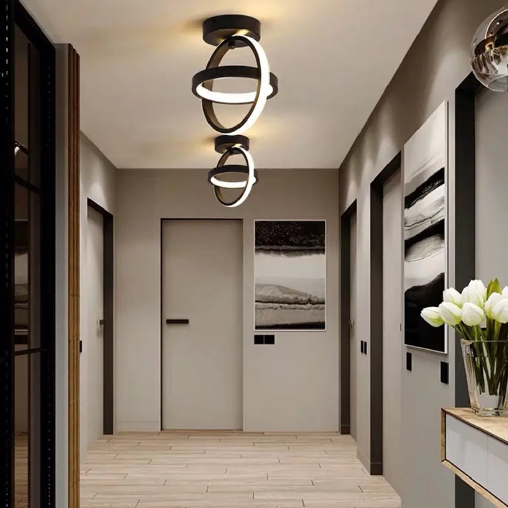Modern LED Ceiling Light 2 Rings Creative Design Ceiling Lamp Indoor Lighting Fixtures Hallway Balcony Aisle Office Light
