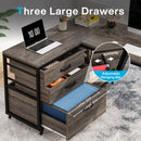 Tribesigns L-Shaped Computer Desk with 3 Drawers, Reversible Corner Home Office Desk with Shelves, 53-Inch Industrial PC Desk St