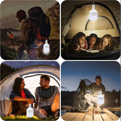 USB recarregável LED lâmpada de emergência, lanternas portáteis ao ar livre com gancho, Camping Light, BBQ tendas, bateria bulbo, 1 Pc, 2 Pcs, 4 Pcs, 6 Pcs, 8 Pcs, 10Pcs