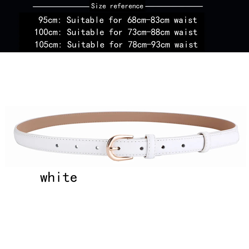 Women's belt genuine leather fashion casual simple everything matching decoration cowhide pants belt white jeans small belt