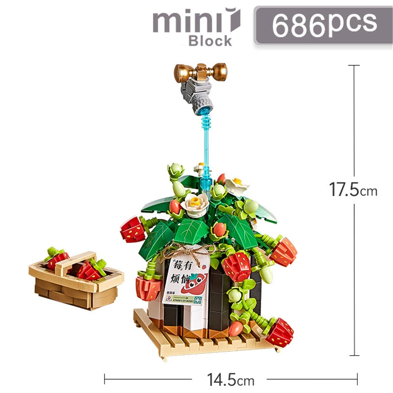 DIY Flower Vase Succulent Cactus Snow Lotus Potting Plants Gardens Building Blocks Model MINI Bricks Kids Sets Kits Toys