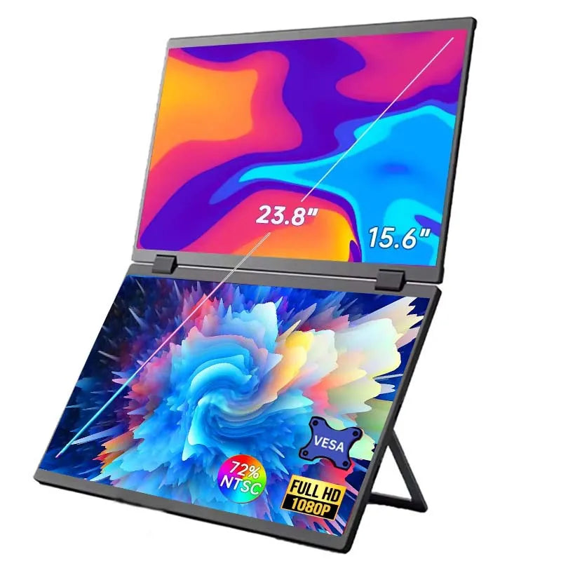 2025 15.6 Dual Screen 1920*1080P 60Hz Touch/Non-Touch Portable Monitor IPS Low Blue Light Eye Protection 360° Folding Drive-free